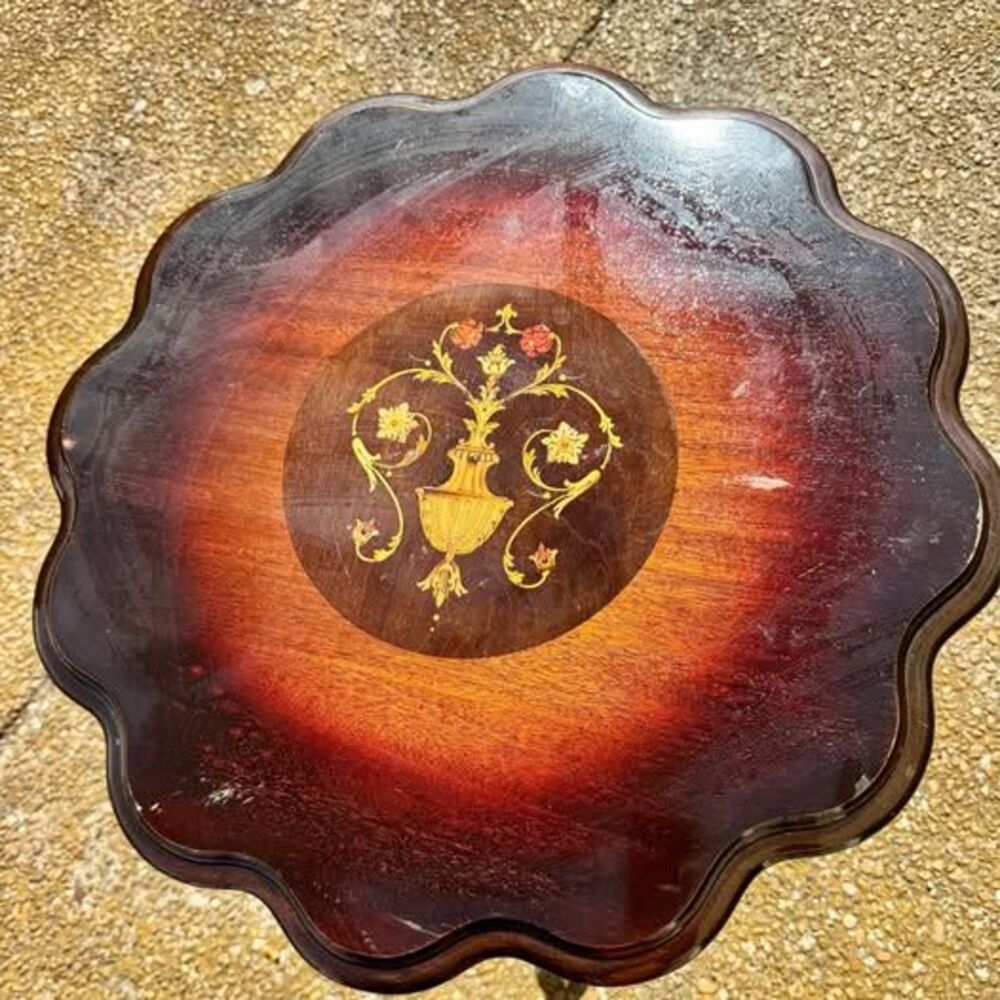 Antique-Style Wooden Table with Decorative Top